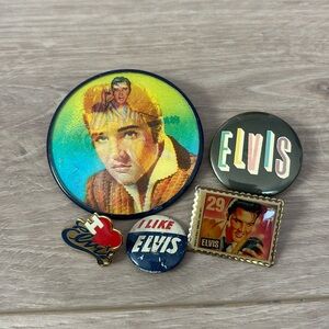 🎸Lot of 5 Vintage Elvis Lapel Pins ⚡️